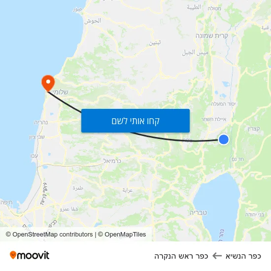 מפת כפר הנשיא לכפר ראש הנקרה