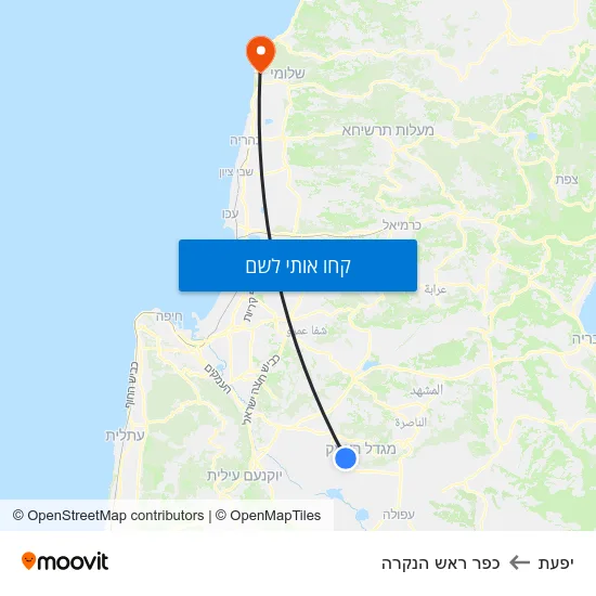 מפת יפעת לכפר ראש הנקרה