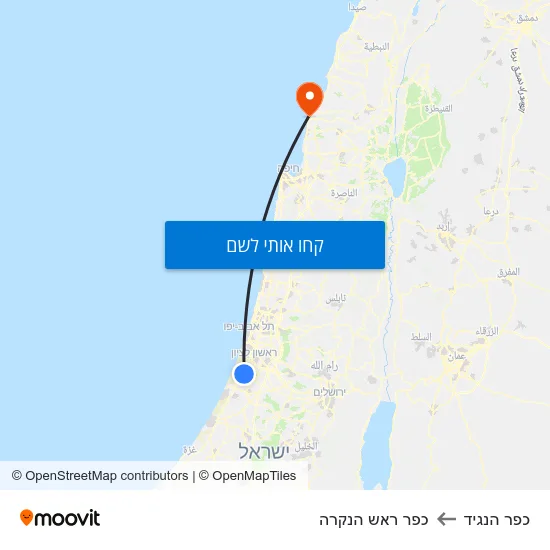 מפת כפר הנגיד לכפר ראש הנקרה