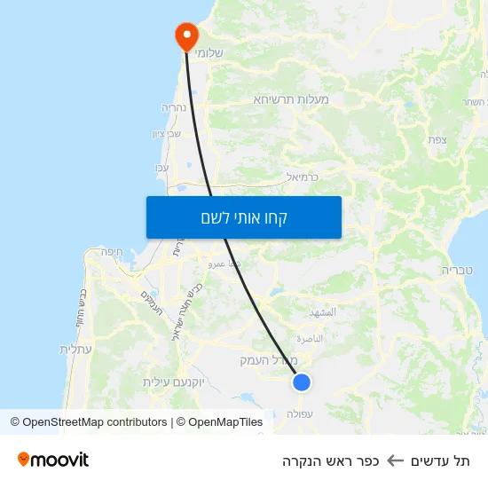 מפת תל עדשים לכפר ראש הנקרה