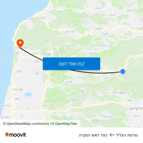 מפת גורנות הגליל לכפר ראש הנקרה