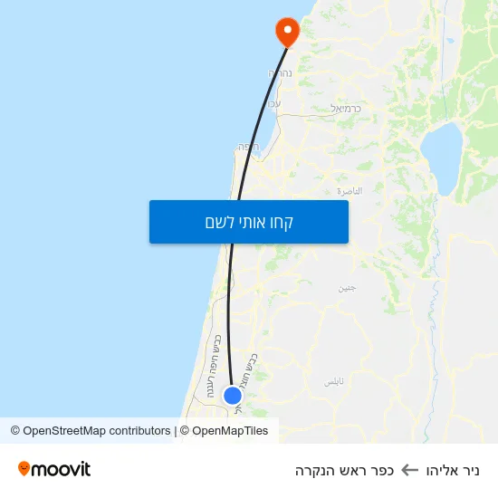 מפת ניר אליהו לכפר ראש הנקרה