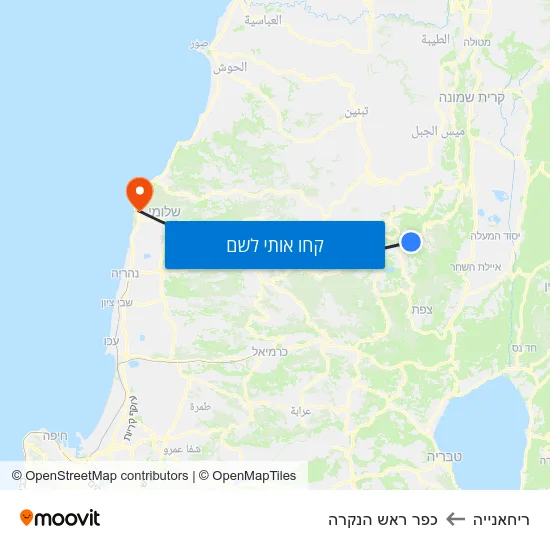 מפת ריחאנייה לכפר ראש הנקרה