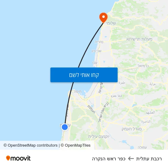 מפת רכבת עתלית לכפר ראש הנקרה