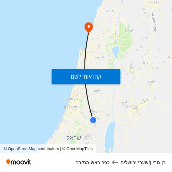 מפת בן גוריון/שערי ירושלים לכפר ראש הנקרה