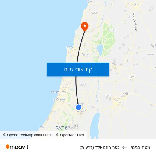 מפת מטה בנימין לכפר רוזנואלד (זרעית)