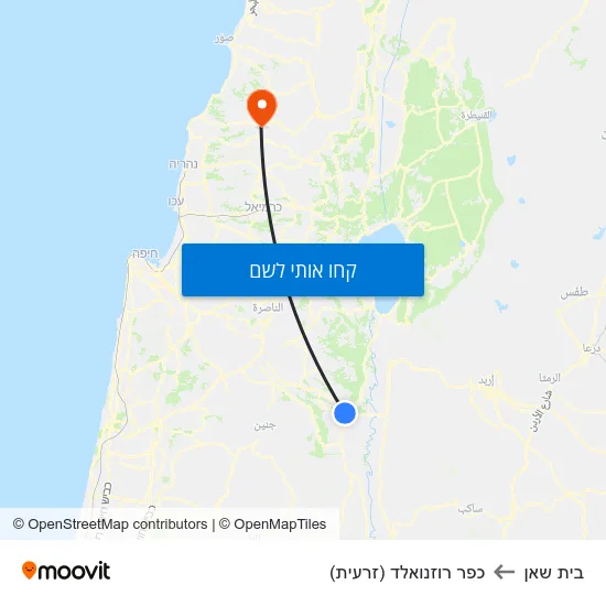 מפת בית שאן לכפר רוזנואלד (זרעית)