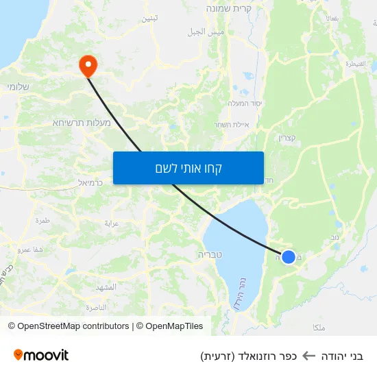מפת בני יהודה לכפר רוזנואלד (זרעית)