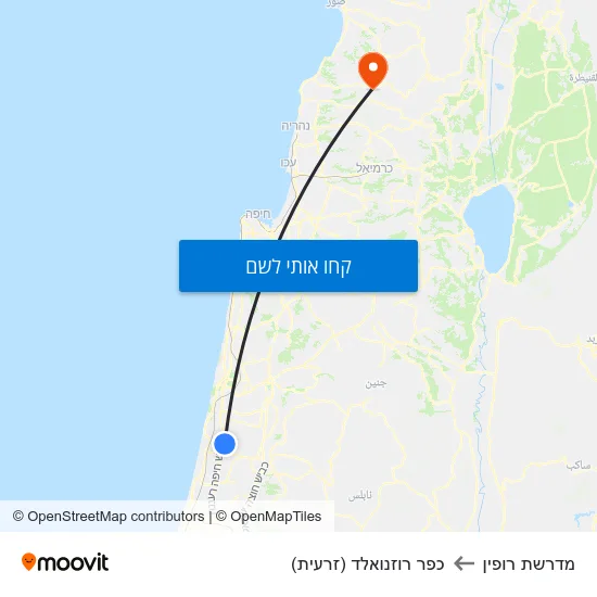 מפת מדרשת רופין לכפר רוזנואלד (זרעית)