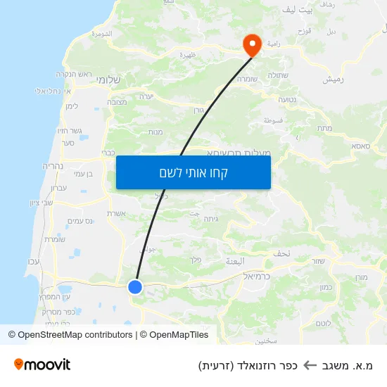 מפת מ.א. משגב לכפר רוזנואלד (זרעית)