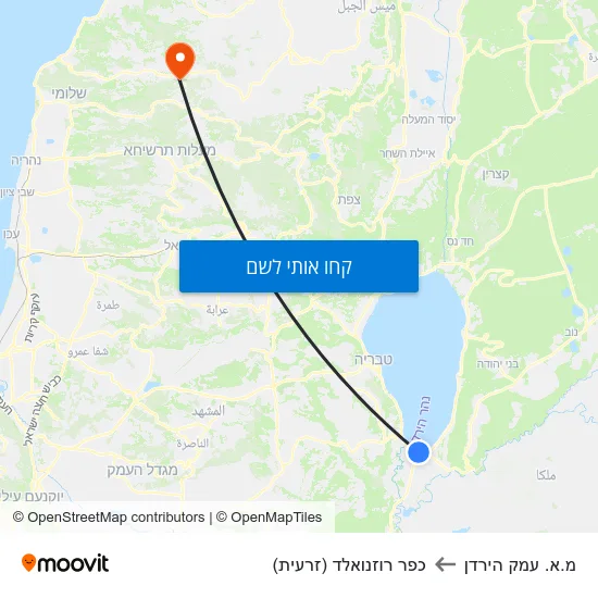 מפת מ.א. עמק הירדן לכפר רוזנואלד (זרעית)