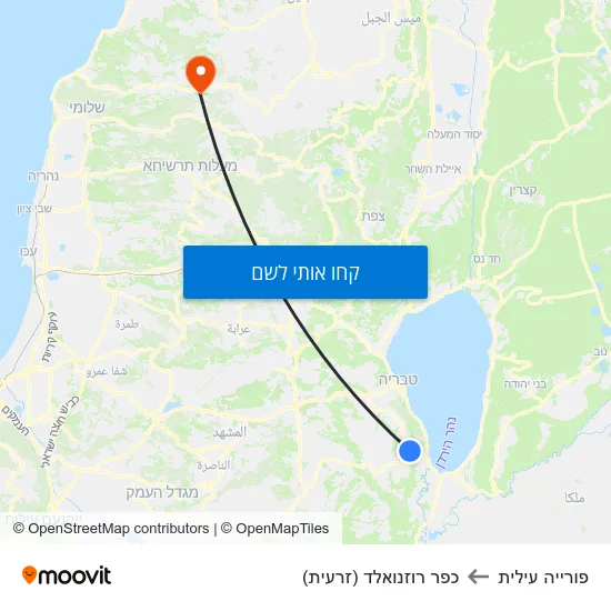 מפת פורייה עילית לכפר רוזנואלד (זרעית)