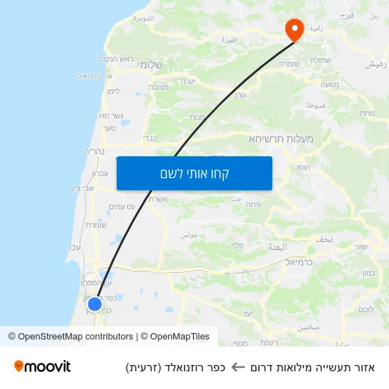 מפת אזור תעשייה מילואות דרום לכפר רוזנואלד (זרעית)