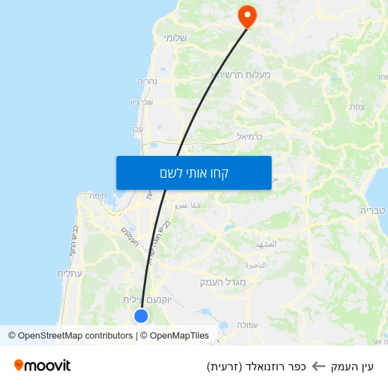 מפת עין העמק לכפר רוזנואלד (זרעית)