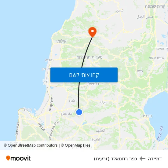 מפת דמיידה לכפר רוזנואלד (זרעית)