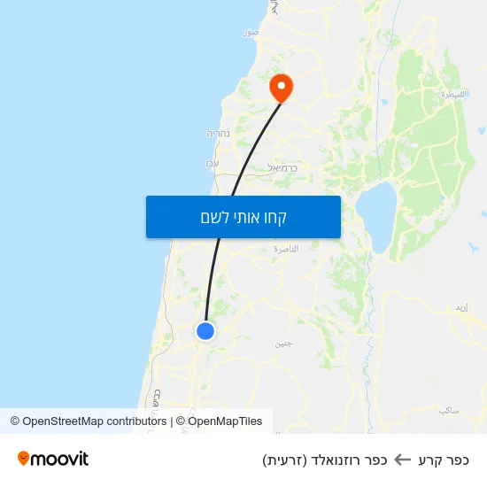 מפת כפר קרע לכפר רוזנואלד (זרעית)