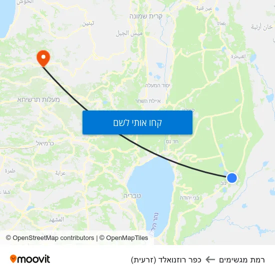 מפת רמת מגשימים לכפר רוזנואלד (זרעית)