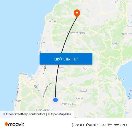 מפת רמת ישי לכפר רוזנואלד (זרעית)