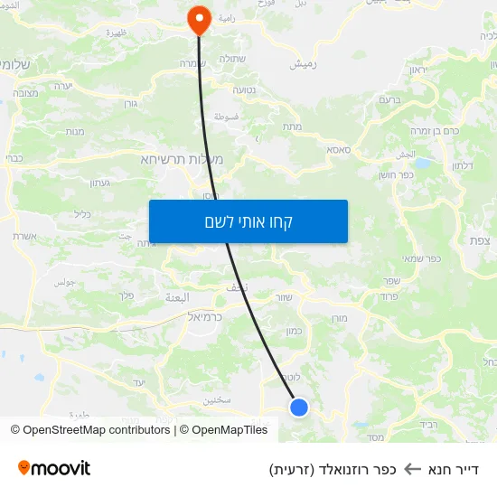 מפת דייר חנא לכפר רוזנואלד (זרעית)