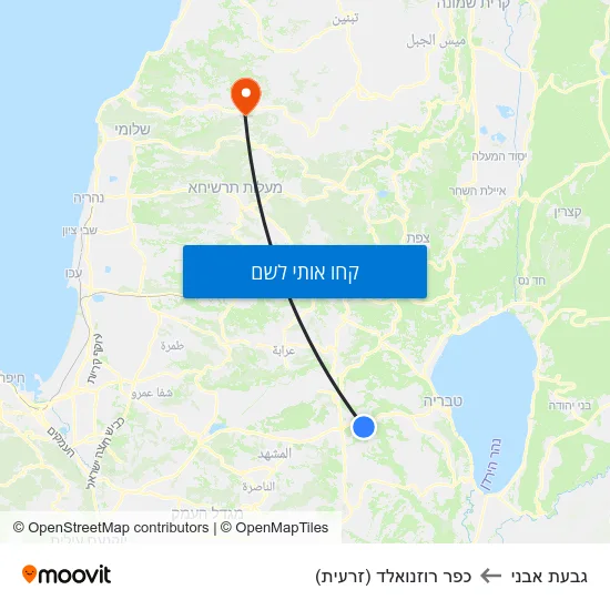 מפת גבעת אבני לכפר רוזנואלד (זרעית)