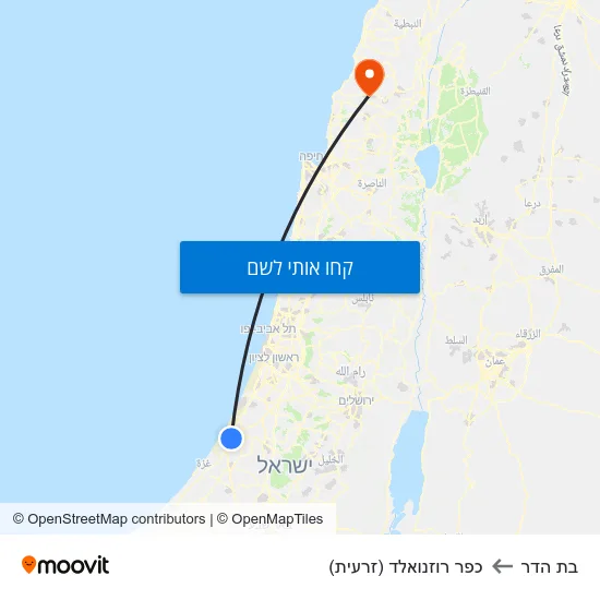 מפת בת הדר לכפר רוזנואלד (זרעית)