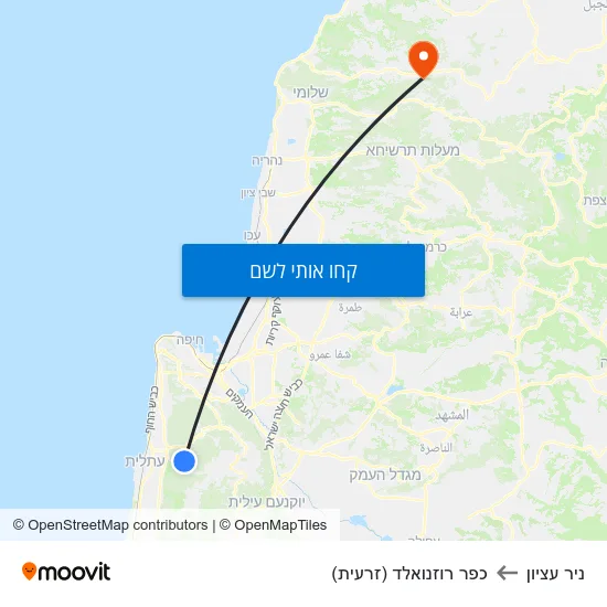 מפת ניר עציון לכפר רוזנואלד (זרעית)