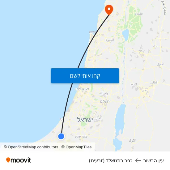 מפת עין הבשור לכפר רוזנואלד (זרעית)