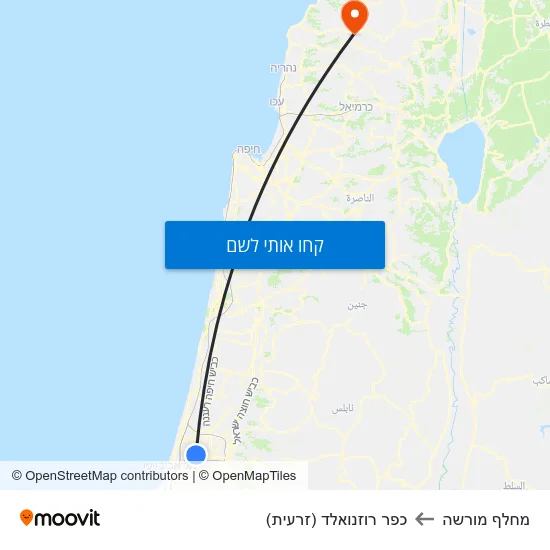 מפת מחלף מורשה לכפר רוזנואלד (זרעית)