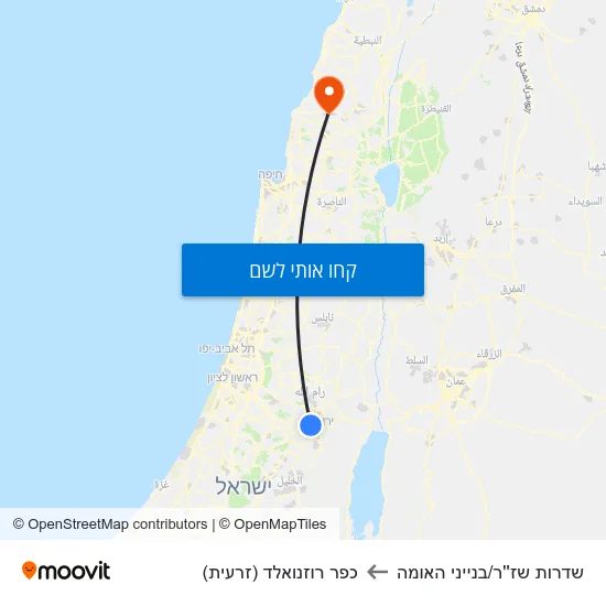מפת שדרות שז''ר/בנייני האומה לכפר רוזנואלד (זרעית)