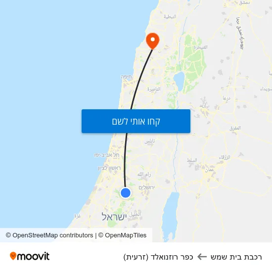 מפת רכבת בית שמש לכפר רוזנואלד (זרעית)
