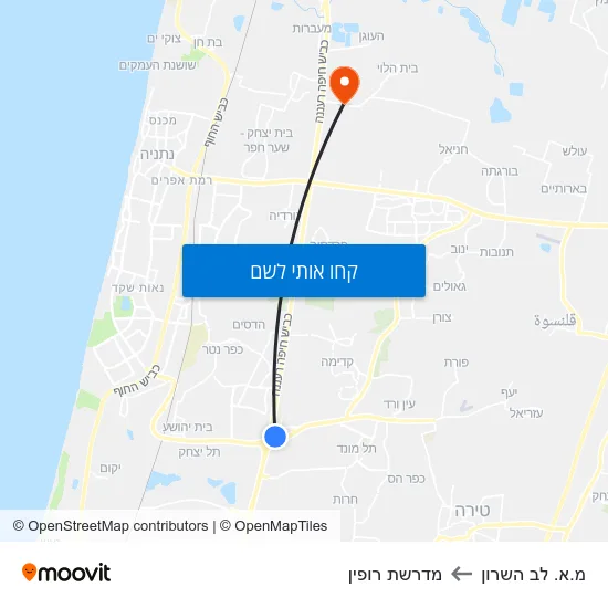 מפת מ.א. לב השרון למדרשת רופין