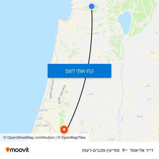 מפת דייר אל-אסד למודיעין-מכבים-רעות