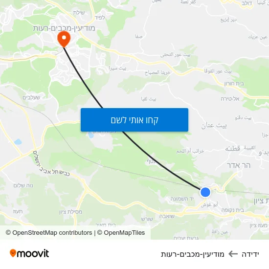 מפת ידידה למודיעין-מכבים-רעות