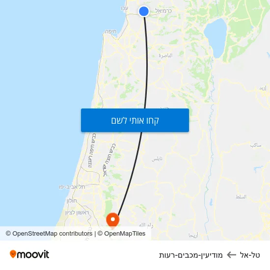 מפת טל-אל למודיעין-מכבים-רעות