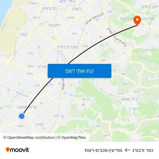 מפת כפר ורבורג למודיעין-מכבים-רעות