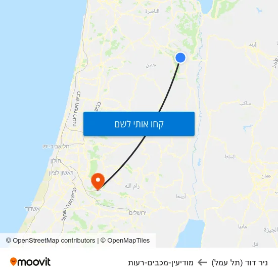 מפת ניר דוד (תל עמל) למודיעין-מכבים-רעות