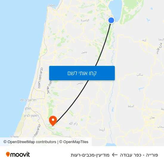 מפת פורייה - כפר עבודה למודיעין-מכבים-רעות