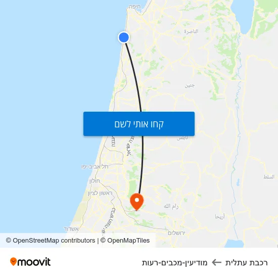 מפת רכבת עתלית למודיעין-מכבים-רעות