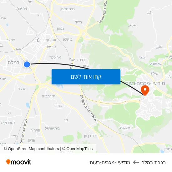 מפת רכבת רמלה למודיעין-מכבים-רעות
