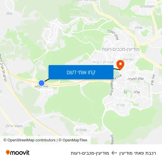 מפת רכבת פאתי מודיעין למודיעין-מכבים-רעות