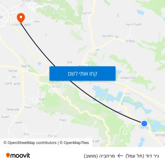 מפת ניר דוד (תל עמל) למרחביה (מושב)