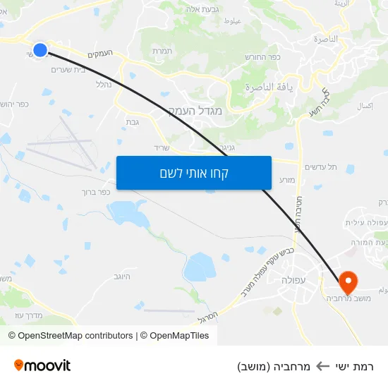 מפת רמת ישי למרחביה (מושב)