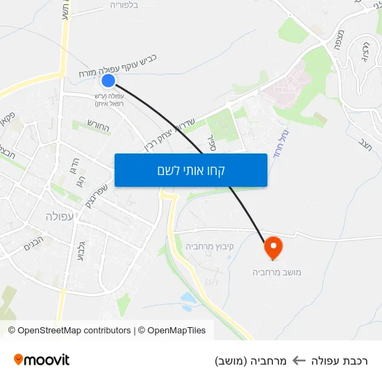 מפת רכבת עפולה למרחביה (מושב)