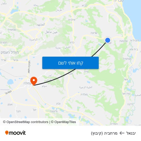 מפת יבנאל למרחביה (קיבוץ)