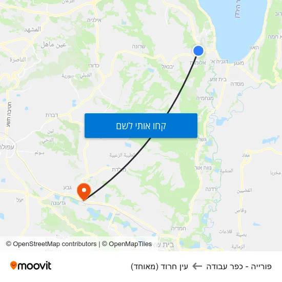 מפת פורייה - כפר עבודה לעין חרוד (מאוחד)