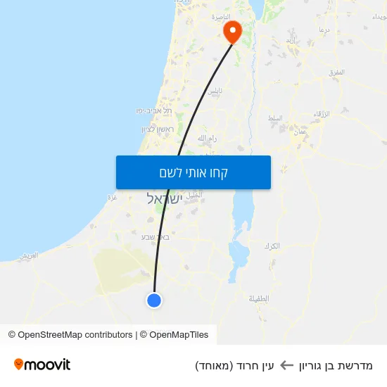 מפת מדרשת בן גוריון לעין חרוד (מאוחד)