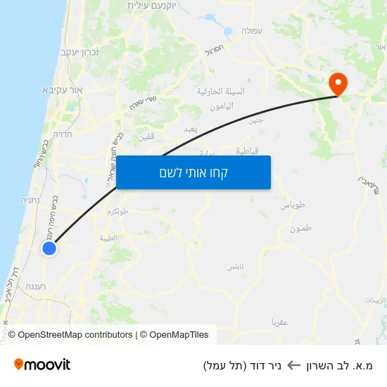 מפת מ.א. לב השרון לניר דוד (תל עמל)
