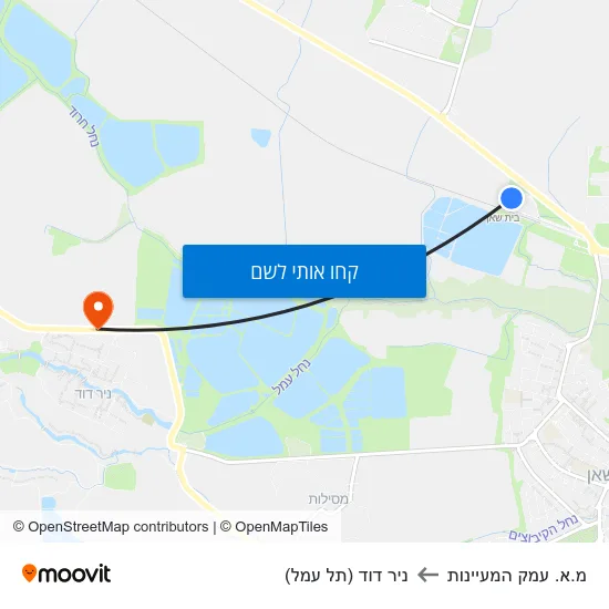 מפת מ.א. עמק המעיינות לניר דוד (תל עמל)