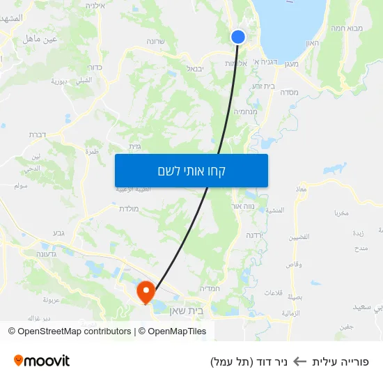 מפת פורייה עילית לניר דוד (תל עמל)