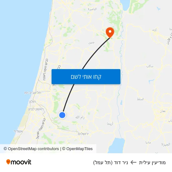 מפת מודיעין עילית לניר דוד (תל עמל)